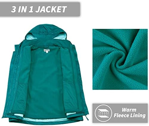 33,000ft Women's 3 in 1 Hooded Rain Jacket Waterproof Softshell Ski Coat