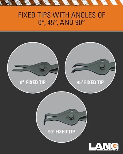 Lang Tools (3495) 12-Piece Fixed Tip Combination Internal/External Snap Ring Pliers Set