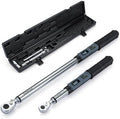 GROWNEER Digital Torque Wrench Set, 3/8" 2.2-44.3 Ft-lbs/3-60 Nm & 1/2'' 12.5-250.7 Ft-lbs/17-340 nm, Torque Wrench Digital Combo with Buzzer & LED Indicator, Bits & Sockets for Motor Car Repair