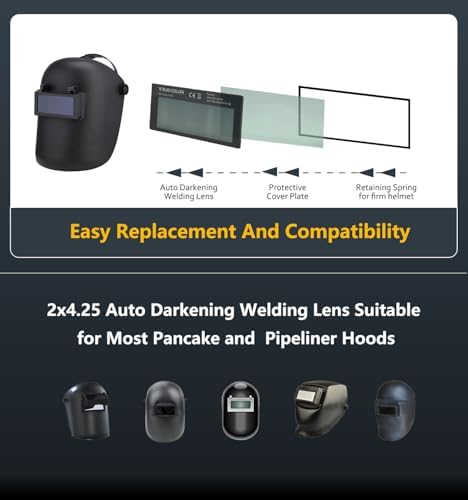 HD Shade 11 2x4 1/4 Auto Darkening Welding Lens,True Color Blue Welding Lens,HD and True Color Technology,Solar Charging,Fit Most Pancake and Pipeliner Welding Hoods,Auto Darkening Welding Lens 2x4.25