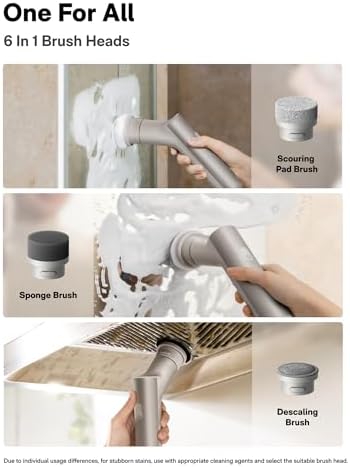 HOTO 9 Pcs Replacement Pads + HOTO Handheld Short-Handle Electric Spin Scrubber