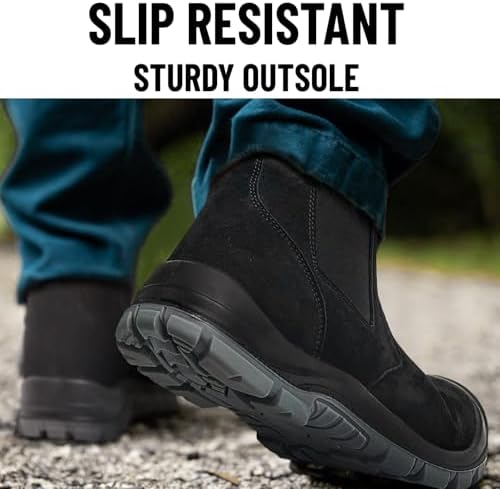 ANGRYRAM Slip on Steel Toe Work Boots for Men Waterproof Safety Shoes