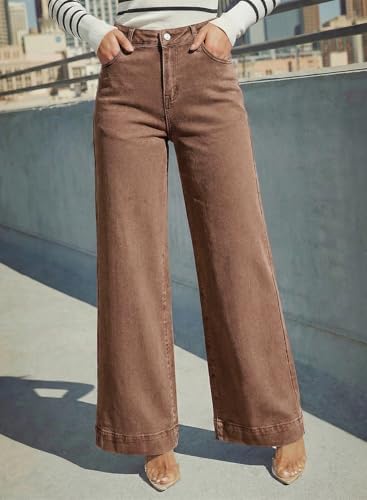 Dokotoo Women's Casual High Waisted Jeans Stretch Wide Leg Loose Denim Pant