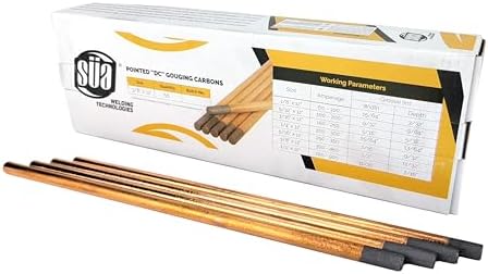 SÜA - DC Copper Coated Pointed Carbon Gouging Rod - 3/8" x 12" - (350 Rods)