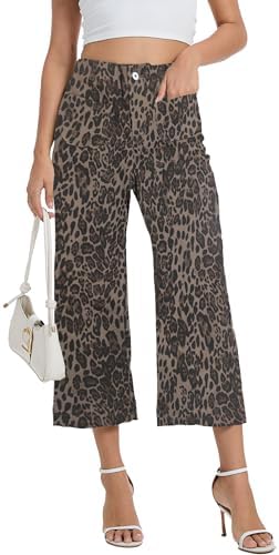 Wide Leg Jeans for Women Trendy High Waisted Flare Jeans Cropped Pants Stretchy Baggy