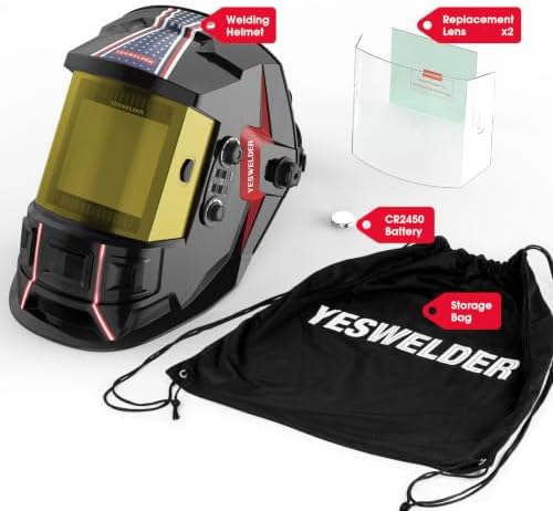 YESWELDER Large-View Welding Helmet, True Color 4-Sensor Lens