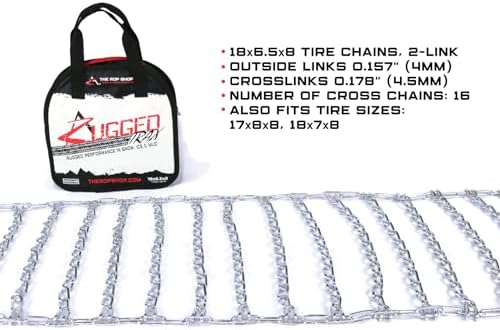 The ROP Shop Pair of 2 Link Tire Chains & Tensioners 18x6.5x8
