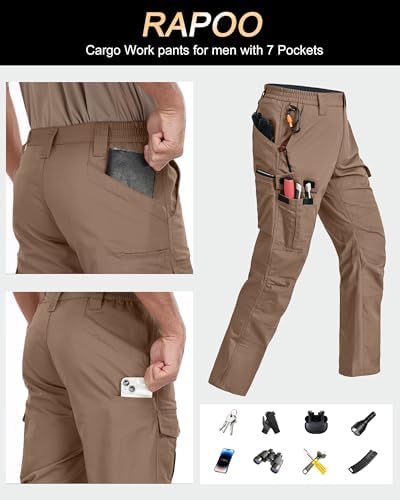 Mens Cargo Pants Ripstop Breathable Tactical Hiking Pants with 7 Pockets