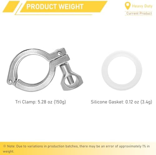 20 Pack 1.5 Inch Tri Clamps Heavy Duty with Silicone Gaskets 1.5" Single Pin Tri-Clamp 304 Stainless Steel Sanitary TC Fittings Industrial Quick Connect Clamp