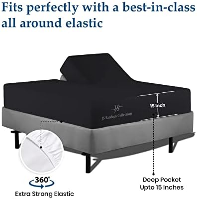 JS Sanders Collection Split Head Sheet Set Queen Size,Black