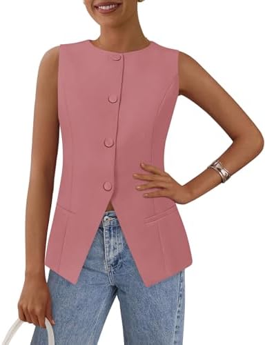 PRETTYGARDEN Women Tailored Suit Vest Business Casual Tops
