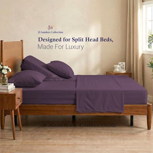 JS Sanders Collection Split Head Sheet Set 4PC King Size, Plum