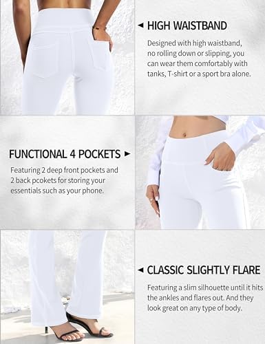 VOOVEEYA Women's Bootcut Leggings - Bootleg Yoga Pants Flare with 4 Pockets