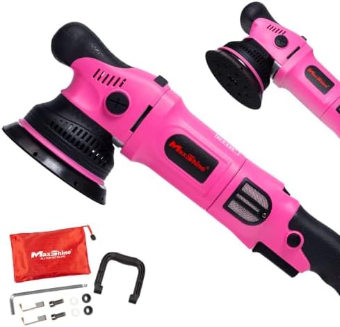 Maxshine M15 Pro Dual Action Polisher Pink – 15mm Long Throw Random Orbital Buffer, 1000W Detailing Machine 5″ Backing Plate – Variable Speed 2500–5000 OPM for Car, Truck, SUV & Boat Paint Correction