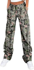 Lepunuo Cargo Pants for Women High Waisted Casual Pants Baggy Stretchy Wide Leg Y2K Streetwear with 6 Pockets
