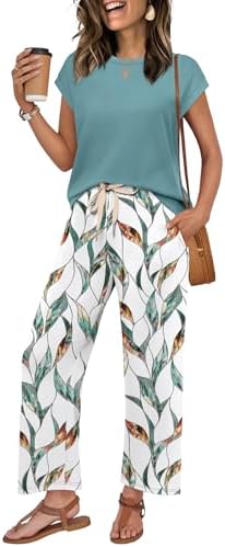 WIHOLL Two Piece Sets for Women Summer Spring Outfits Lounge Sets Beach Vacation Clothes Airport Travel Matching Clothing