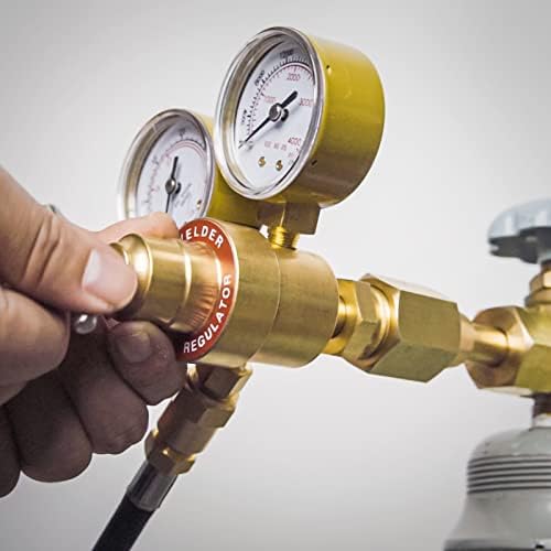 YESWELDER Argon CO2 Regulator with 8.2 ft Hose 0-4000 PSI Gauges Gas