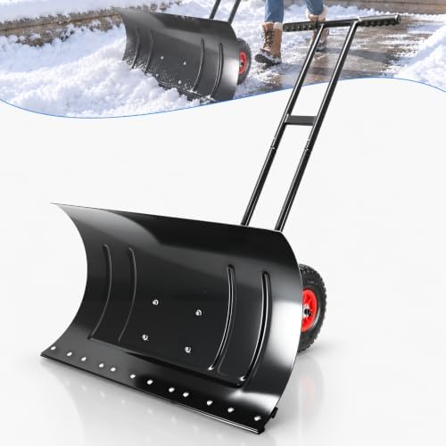 29x16.5 in Snow Shovel with Wheels Heavy Duty Snow Shovel Pusher and Plow