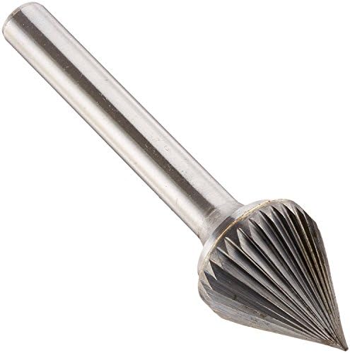Drill America SJ-1 Carbide Burr/Rotary File 60 Degree Included Angle Double Cut for Die Grinder 1/4" Dia. x 3/16" Cut Length with 1/4" Shank and 2" Overall Length, DUL Series