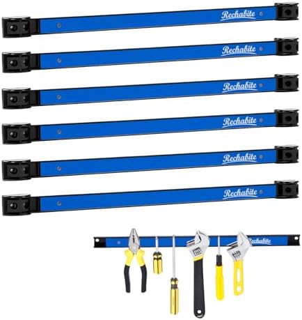 6 Pieces 18" Magnetic Tool Holder Strip, Blue Magnet Bar, Metal Tool Organizer Rack for Garage Organization, Easy To Install in Workshop, Mounting Screws Included