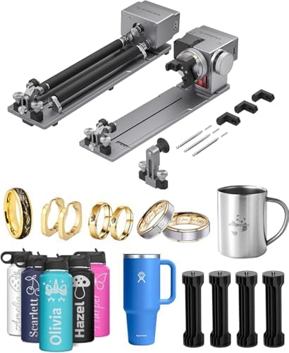 ATOMSTACK Rotary Bundle R8 Pro Rotary Chuck, Rotary Roller, 4th Axis & Y-Axis Dual Rotary Kit, For AtomStack Laser Machine, for Cylindrical & Irregular Objects (Cups, Bottles, Spheres), USB Plug Play