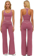 ABOCIW Two Piece Workout Sets for Women Racerback Tank Top Matching High Waist Wide Leg Yoga Pants Pilates Outfits