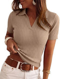PRETTYGARDEN Women's Short Sleeve Sweater Polo Shirts
