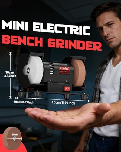 Ecarke 3" Mini Bench Grinder Compatible with Milwaukee 18V (Tool Only) Bench Grinder 2000-10000 RPM Variable Speed with AC Adapter, Dual Grinding Wheels for Sharpen Knives, Drills, Rust Removal