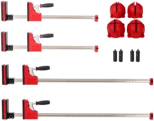 8-Piece Parallel Clamp Set for Woodworking, 24" Heavy Duty Parallel Jaw Bar Clamps with 1700 LBS Clamping Force, Includes 2" Bench Dogs & Framing Blocks for Cabinet Making, Woodworking & DIY