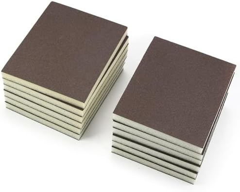 Utoolmart 12 Pcs Sanding Sponge Sanding Blocks, 180 Grit Wet Dry Washable and Reusable Sandpaper Sponge for Wood Metal Furniture Paint Drywall and Rust Removal of Rusted Metal