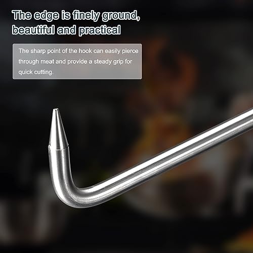 uxcell 2Pcs 34inch T-Handle Meat Boning Hook with Wide Handle, Stainless Steel T Hooks for Kitchen, Butcher Shop, Restaurant, BBQ Tool, Silver