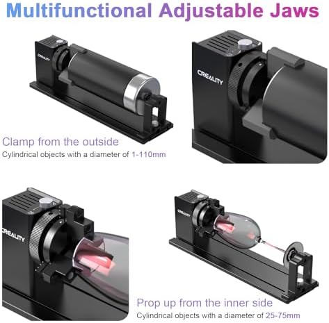 Creality Laser Rotary Roller Pro, Y-axis Rotary Chuck for Creality Series Laser Engraver, Suitable for Engraving Cylindrical Objects, Rotary Kit Includes M6 Raiser for Falcon A1, Professional Goggles
