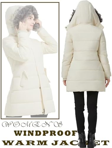 GGleaf Women's Winter Puffer Coat with Removable Fur Hood Warm Snow Jacket