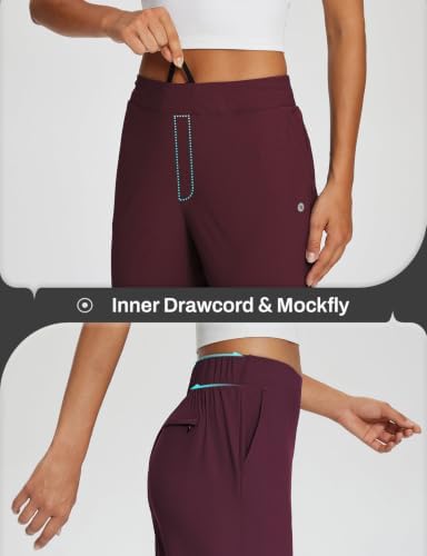 baleaf Womens Business Casual Pants Stretch Travel Pants On Airport with Zipper Pockets Dressy Slacks Golf Work Pull on