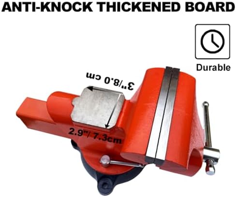 Bench Vise 6 Inch Jaw Width 5.5 Inch Jaw Opening Home Vise - Secure Grip with 360° Swivel Base Home Vise Rotation Base - Assembled with a Combination of Heavy Duty Cast Iron and Steel - Orange