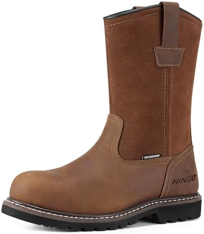 HISEA NINGO Steel Toe Work Boots for Men, Waterproof Wellington Boots