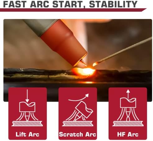 ARCCAPTAIN TIG Welding Gun, WP-17V Argon TIG Torch with 13 FT Red Air Hose