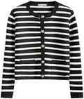 ANRABESS Women's Button Down Cropped Striped Cardigan Sweaters