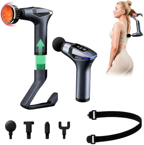 Massage Gun with Heat & Extension Handle, 12 Speeds, Detachable Design