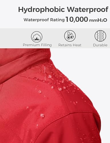 wantdo Boys' 3-in-1 Ski Jacket Fleece-Lined Winter Coat Hooded Raincoat