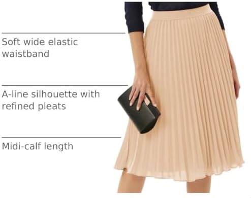 GRACE KARIN Pleated Midi Skirt for Women Chiffon A-Line Outfits