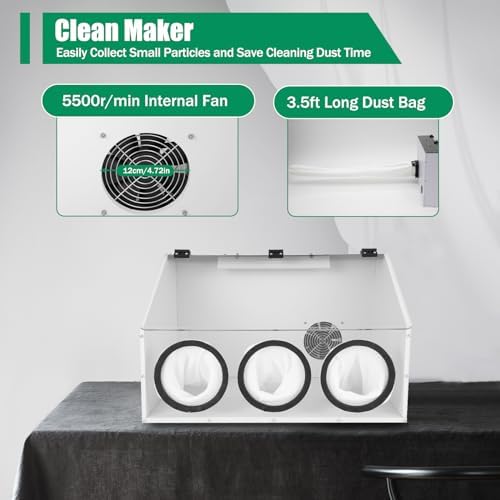 3-hole Fully Enclosed Electric Grinding Table Polisher, Acrylic Cover Dust Box with Led Light and Blower for Polishing Machine, Transparent Table Polisher Dust Box with Cover