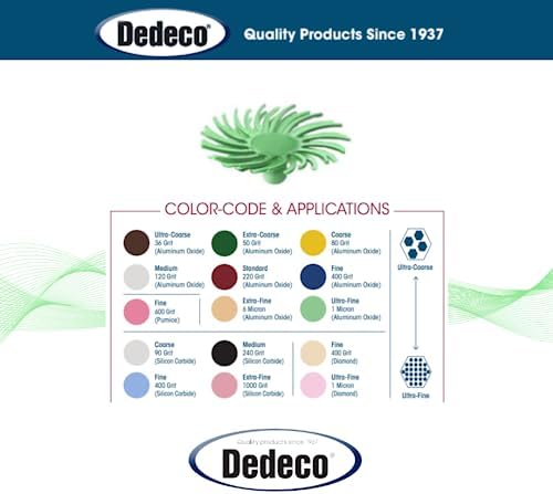 Dedeco Sunburst Radial Bristle Discs - 1/2” (12mm) Dia, Snap On, TC Bristles - Cleaning Buffer Polisher Rotary Tool Accessories, Ultra-Fine 1 Micron 14000 Grit, Light Green Aluminum Oxide - 30 Pack