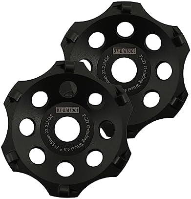 DT-DIATOOL PCD Diamond Grinding Cup Wheel 4-1/2 Inch Arbor 7/8" for Concrete Floor Epoxy Coating Adhesive Residue Paint Coatings(2-Pack)
