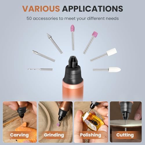Tarlido Electric Engraving Pen, Mini Cordless Rotary Tools, USB-C Rechargeable Etching Pen, 4V/1200mAh DIY Engraver Machine for Metal, Wood, Glass, Plastic,2 Stencils, Rose Gold