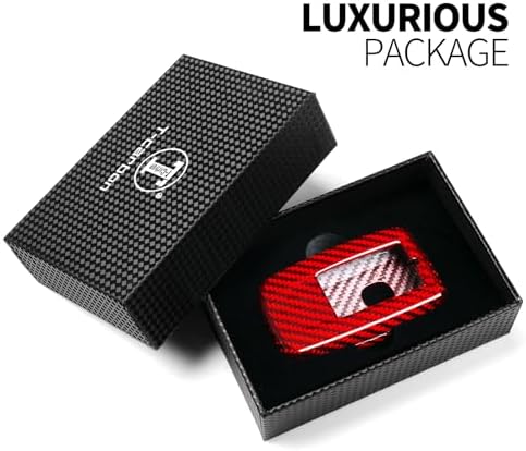 T-carbon Key Fob Cover Fits Acura MDX 2023,Real Glass Fiber Key Fob Case Fits Acura 2022 RDX RLX NSX ILX TLX TLX-L CDX Key Shell Protector Keyless Smart Remote Accessories RED