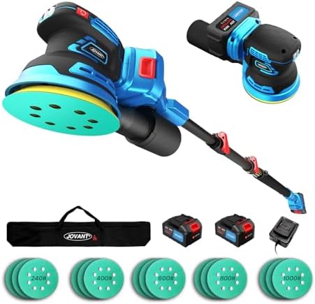 Electric Orbit Sander Kit with 8.2ft Pole,20V Random Hand Sanders 4.0AH,5.0 Inch Variable Cordless Sanders for Wood Working,Sanding