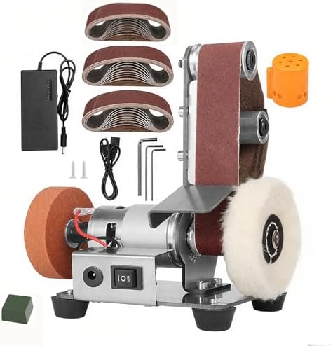Mini Belt Sander, 3 IN 1 Electric Mini Grinder, 7 Adjustable Speed Belt Grinder, Bench Sander for DIY Metal Woodworking Knife