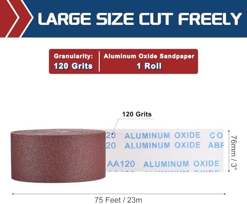 Sandpaper Roll 3Inch 75FT 120Grit Aluminum Oxide Emery Cloth Roll