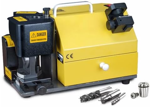 Huanyu MR-X3 End Mill Re-sharpener Portable End Mill Sharpener Can Grind 2-Flute 3-Flute 4-Flute End Mill 4-14mm Point Angle 0-5° Sharpener Grinding Machine End Mill Grinder (SDCGrinding wheel, 110V)